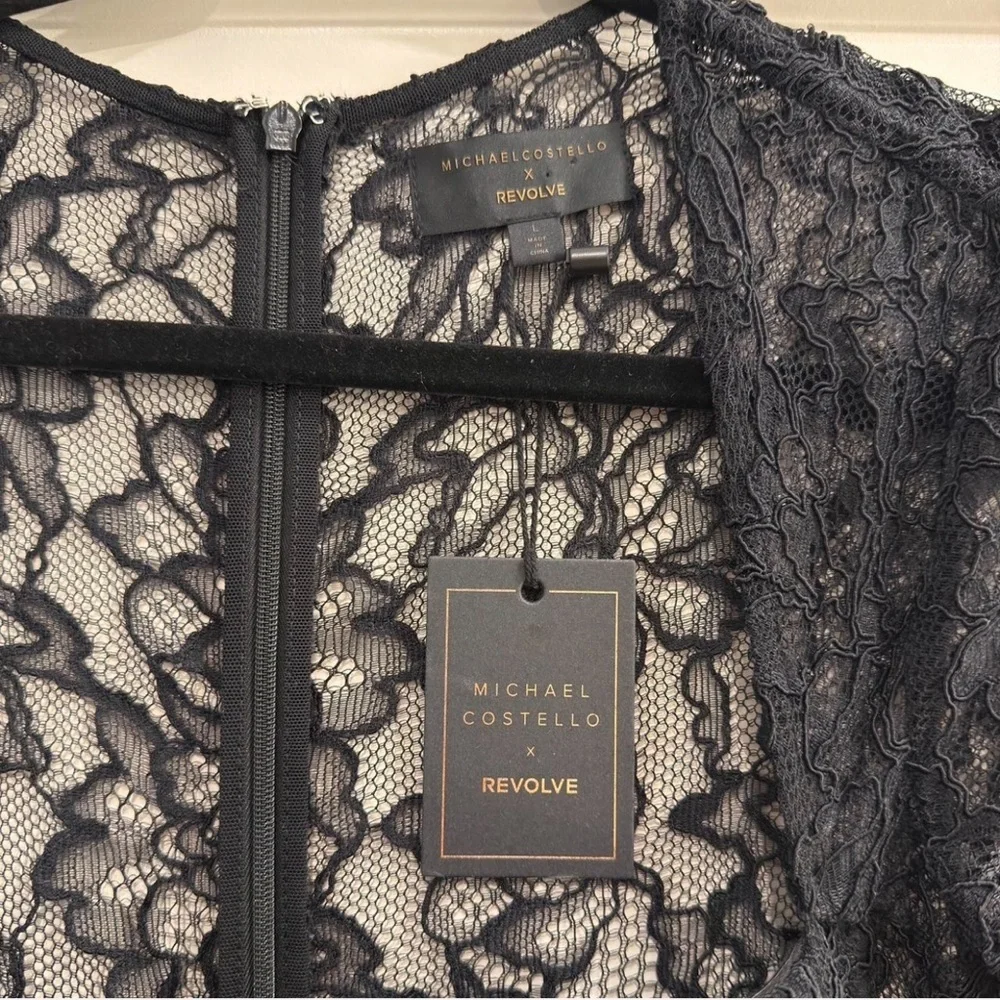 NWT Michael Costello Black Lace Design Jumpsuit‎